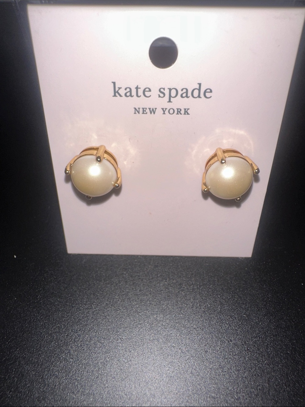 kate spade Pearl Center Gold-Tone Claw Stud Earrings